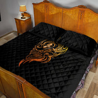 Tattoo Skull Quilt Bed Set Golden Skull Face Tattoo - Wonder Print Shop