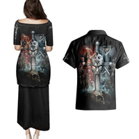 Warrior Skull Couples Matching Puletasi Dress and Hawaiian Shirt Skull Warrior Viking - Wonder Print Shop