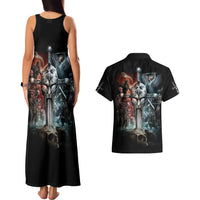 Warrior Skull Couples Matching Tank Maxi Dress and Hawaiian Shirt Skull Warrior Viking - Wonder Print Shop