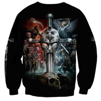 Warrior Skull Sweatshirt Skull Warrior Viking - Wonder Print Shop