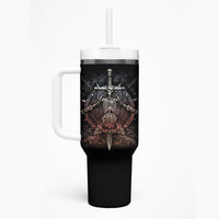 Warrior Skull Tumbler With Handle Skull Warrior Viking - Wonder Print Shop
