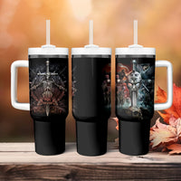 Warrior Skull Tumbler With Handle Skull Warrior Viking - Wonder Print Shop