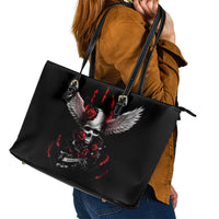 Wings Rose Skull Leather Tote Bag Romantic Rose Skull Wings - Wonder Print Shop