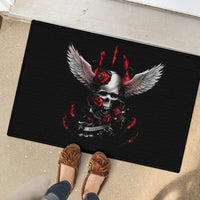 Wings Rose Skull Rubber Doormat Romantic Rose Skull Wings - Wonder Print Shop