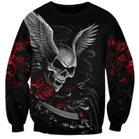 Wings Rose Skull Sweatshirt Romantic Rose Skull Wings - Wonder Print Shop