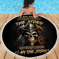 Warrior Skull Beach Blanket The Warrior Replies Iam The Storm - Wonder Print Shop