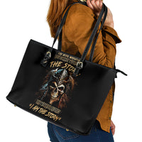 Warrior Skull Leather Tote Bag The Warrior Replies Iam The Storm - Wonder Print Shop