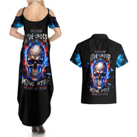 Fire Skull Couples Matching Summer Maxi Dress and Hawaiian Shirt Your Demon Hide Under Your Bed - Wonder Print Shop