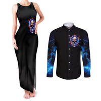 Fire Skull Couples Matching Tank Maxi Dress and Long Sleeve Button Shirts Your Demon Hide Under Your Bed - Wonder Print Shop