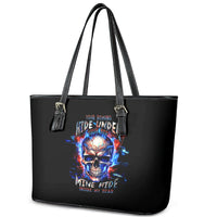 Fire Skull Leather Tote Bag Your Demon Hide Under Your Bed - Wonder Print Shop