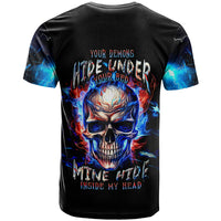 Fire Skull T Shirt Your Demon Hide Under Your Bed - Wonder Print Shop