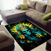 Sunflower Skull Area Rug Bitch I'm Not A Princess I'm The Fucking Queen - Wonder Print Shop
