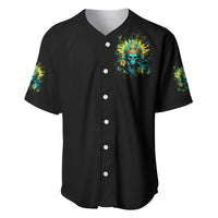 Sunflower Skull Baseball Jersey Bitch I'm Not A Princess I'm The Fucking Queen - Wonder Print Shop