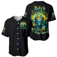 Sunflower Skull Baseball Jersey Bitch I'm Not A Princess I'm The Fucking Queen - Wonder Print Shop