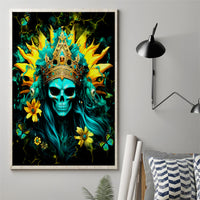 Sunflower Skull Canvas Wall Art Bitch I'm Not A Princess I'm The Fucking Queen - Wonder Print Shop