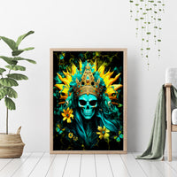 Sunflower Skull Canvas Wall Art Bitch I'm Not A Princess I'm The Fucking Queen - Wonder Print Shop