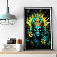 Sunflower Skull Canvas Wall Art Bitch I'm Not A Princess I'm The Fucking Queen - Wonder Print Shop
