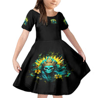 Sunflower Skull Family Matching Mermaid Dress and Hawaiian Shirt Bitch I'm Not A Princess I'm The Fucking Queen - Wonder Print Shop