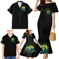 Sunflower Skull Family Matching Mermaid Dress and Hawaiian Shirt Bitch I'm Not A Princess I'm The Fucking Queen - Wonder Print Shop