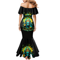 Sunflower Skull Family Matching Mermaid Dress and Hawaiian Shirt Bitch I'm Not A Princess I'm The Fucking Queen - Wonder Print Shop