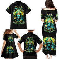Sunflower Skull Family Matching Puletasi and Hawaiian Shirt Bitch I'm Not A Princess I'm The Fucking Queen - Wonder Print Shop