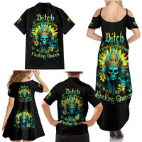 Sunflower Skull Family Matching Summer Maxi Dress and Hawaiian Shirt Bitch I'm Not A Princess I'm The Fucking Queen - Wonder Print Shop