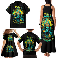 Sunflower Skull Family Matching Tank Maxi Dress and Hawaiian Shirt Bitch I'm Not A Princess I'm The Fucking Queen - Wonder Print Shop