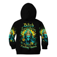 Sunflower Skull Kid Hoodie Bitch I'm Not A Princess I'm The Fucking Queen - Wonder Print Shop