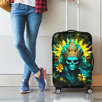 Sunflower Skull Luggage Cover Bitch I'm Not A Princess I'm The Fucking Queen - Wonder Print Shop