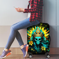 Sunflower Skull Luggage Cover Bitch I'm Not A Princess I'm The Fucking Queen - Wonder Print Shop