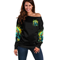 Sunflower Skull Off Shoulder Sweater Bitch I'm Not A Princess I'm The Fucking Queen - Wonder Print Shop