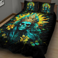 Sunflower Skull Quilt Bed Set Bitch I'm Not A Princess I'm The Fucking Queen - Wonder Print Shop
