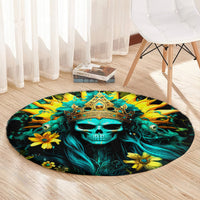 Sunflower Skull Round Carpet Bitch I'm Not A Princess I'm The Fucking Queen