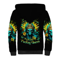 Sunflower Skull Sherpa Hoodie Bitch I'm Not A Princess I'm The Fucking Queen - Wonder Print Shop