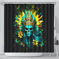 Sunflower Skull Shower Curtain Bitch I'm Not A Princess I'm The Fucking Queen