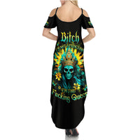 Sunflower Skull Summer Maxi Dress Bitch I'm Not A Princess I'm The Fucking Queen - Wonder Print Shop