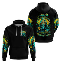 Sunflower Skull Zip Hoodie Bitch I'm Not A Princess I'm The Fucking Queen - Wonder Print Shop