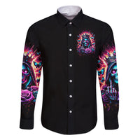 Thunder Skull Family Matching Short Sleeve Bodycon Dress and Hawaiian Shirt Bitch I'm Not A Princess I'm The Fucking Queen - Wonder Print Shop