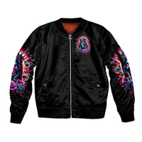 Thunder Skull Sleeve Zip Bomber Jacket Bitch I'm Not A Princess I'm The Fucking Queen - Wonder Print Shop