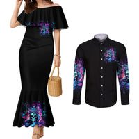 Rose Skull Couples Matching Mermaid Dress and Long Sleeve Button Shirt Bitch I'm Not A Princess I'm The Fucking Queen