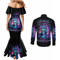 Rose Skull Couples Matching Mermaid Dress and Long Sleeve Button Shirt Bitch I'm Not A Princess I'm The Fucking Queen