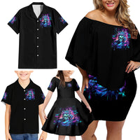 Rose Skull Family Matching Off Shoulder Short Dress and Hawaiian Shirt Bitch I'm Not A Princess I'm The Fucking Queen - Wonder Print Shop