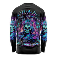 Rose Skull Long Sleeve Shirt Bitch I'm Not A Princess I'm The Fucking Queen - Wonder Print Shop