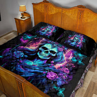 Rose Skull Quilt Bed Set Bitch I'm Not A Princess I'm The Fucking Queen - Wonder Print Shop