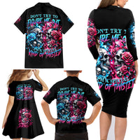 Couple Skull Family Matching Long Sleeve Bodycon Dress and Hawaiian Shirt Don't Try To Figure Me Out I'm Special - Wonder Print Shop
