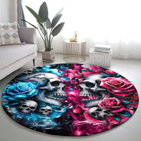 Couple Skull Round Carpet Don't Try To Figure Me Out I'm Special