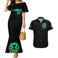 Flame Skull Couples Matching Mermaid Dress and Hawaiian Shirt Fuck You You Fuckin Fuck - Wonder Print Shop