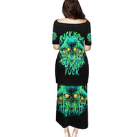 Flame Skull Family Matching Puletasi and Hawaiian Shirt Fuck You You Fuckin Fuck - Wonder Print Shop