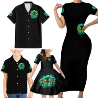 Flame Skull Family Matching Short Sleeve Bodycon Dress and Hawaiian Shirt Fuck You You Fuckin Fuck - Wonder Print Shop