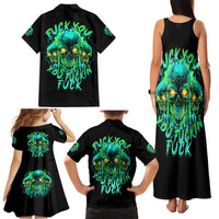 Flame Skull Family Matching Tank Maxi Dress and Hawaiian Shirt Fuck You You Fuckin Fuck - Wonder Print Shop